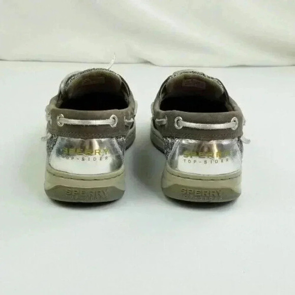 Sperry 6.5M Women's One Eye Brown Silver Paisley Pattern Non Marking Boat Shoes - Picture 11 of 12